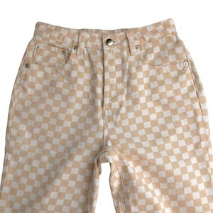 Beige checkered jeans